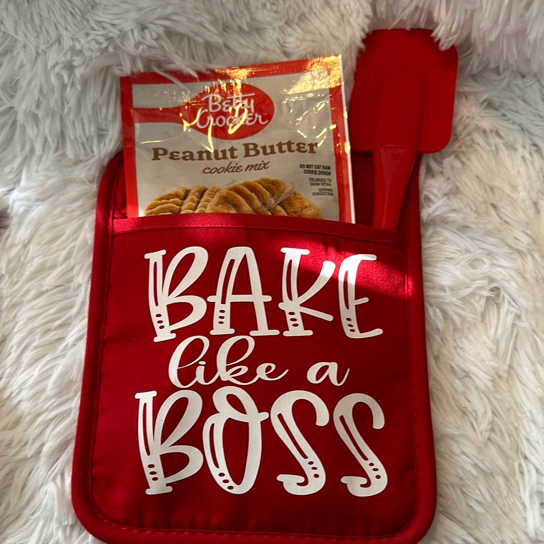 Oven pad with cookie mix and utensil